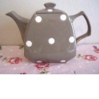 Brown Polka Dot Retro Teapot