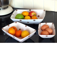 Beautiful Set Of 3 serving Bowls- White With Brown Spots