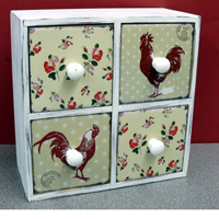 Cockerel Chest With 4 Ceramic Draws