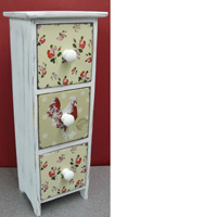 Cockerel Chest With 3 Ceramic Draws