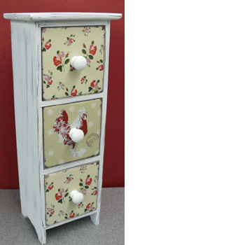 Cockerel Chest With 3 Ceramic Draws