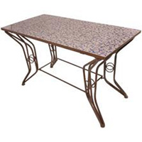 Aged Ceramic Blue And White Rectangle Table