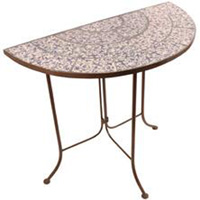 Aged Ceramic Blue And White Half Table