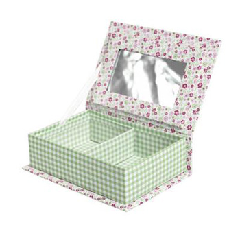Jewellery Box- Floral And Green Gingham Design
