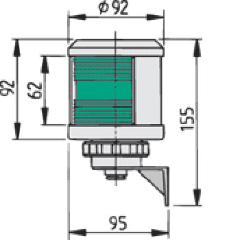 Vetus All round red Navigation Light ,hoistable in black housing - Type 35
