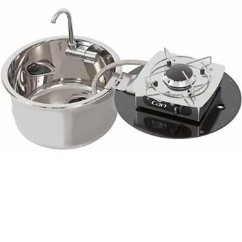 CAN Foldy Hob ~~~ Sink Unit with Glass Lid 350mm (1 Burner / Manual Ignition)