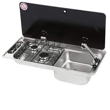 CAN Randi Hob ~~~ RH Sink 716 x 340mm (Single Glass Lid / 2 Burners / Piezo)
