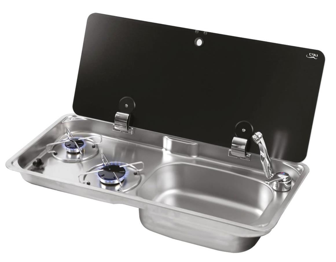 CAN Randi Hob & RH Sink Unit 765 x 355mm (Single Glass Lid / 2 Burners