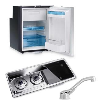 Dometic CRX50 Fridge, 9722 Hob/Sink Unit and Tap Bundle (Sink on Right)