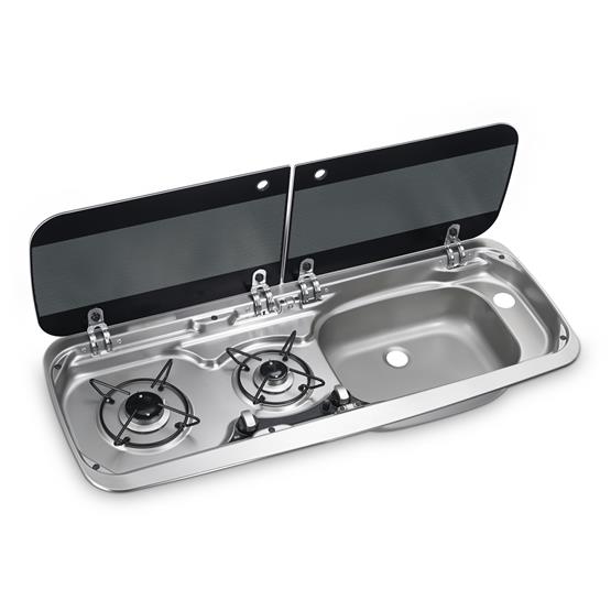 Dometic Smev MO9222R Narrow Combination 2-Burner Caravan Hob/Sink (Right)