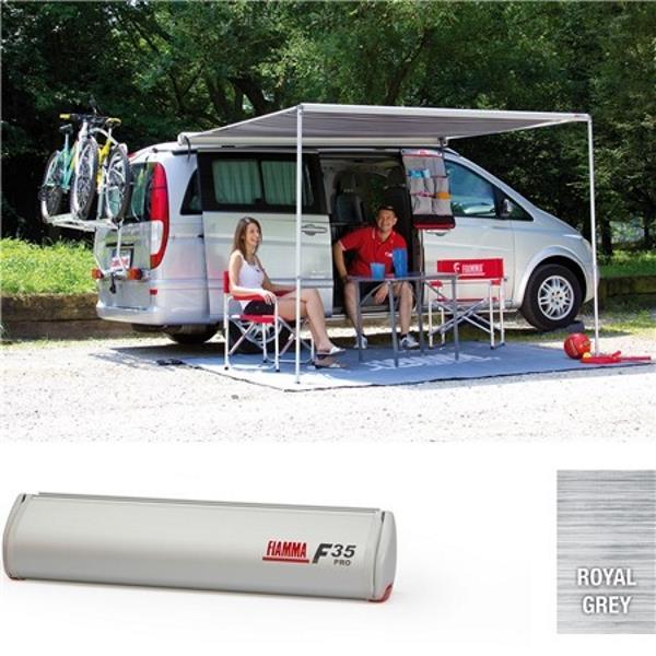 The Fiamma F35pro awning is a compact, lightweight awning perfect for the minivan or 4x4, utility vehicle or station wagon.