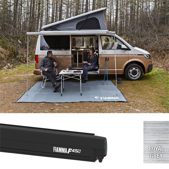 Fiamma F45s 260 Awning for VW T5/T6 Multivan / Transporter (RHD, Royal Grey, Deep Black)