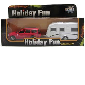 Kids Globe Die Cast Metal Holiday Fun Car ~~~ Caravan Set 