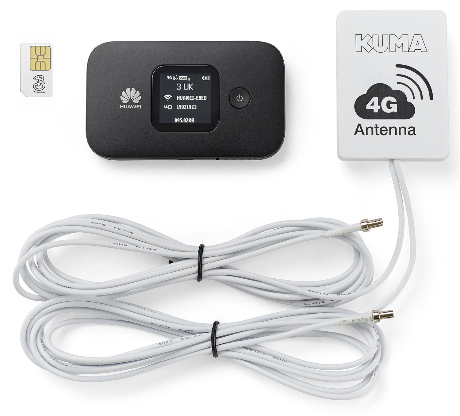 The Kuma 4G caravan and motorhome mobile pocket WI-FI kit with antenna.