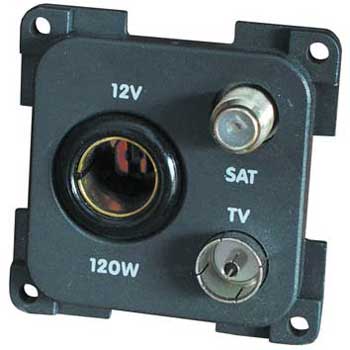 CBE 12V Euro socket + TV + Satellite Socket, dark grey