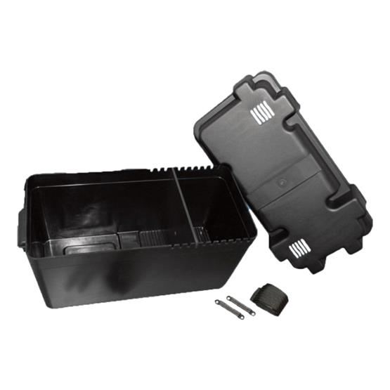 Plastic Battery storage Box – Black (405 x 200 x 190mm)