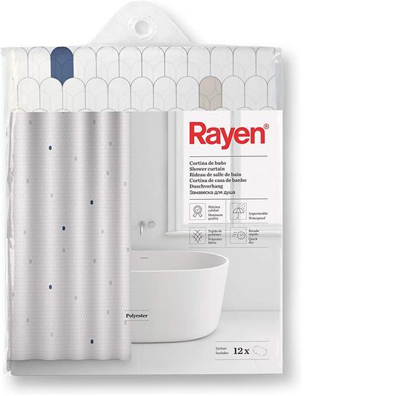 Rayen Shower Curtain White & Cells image 1