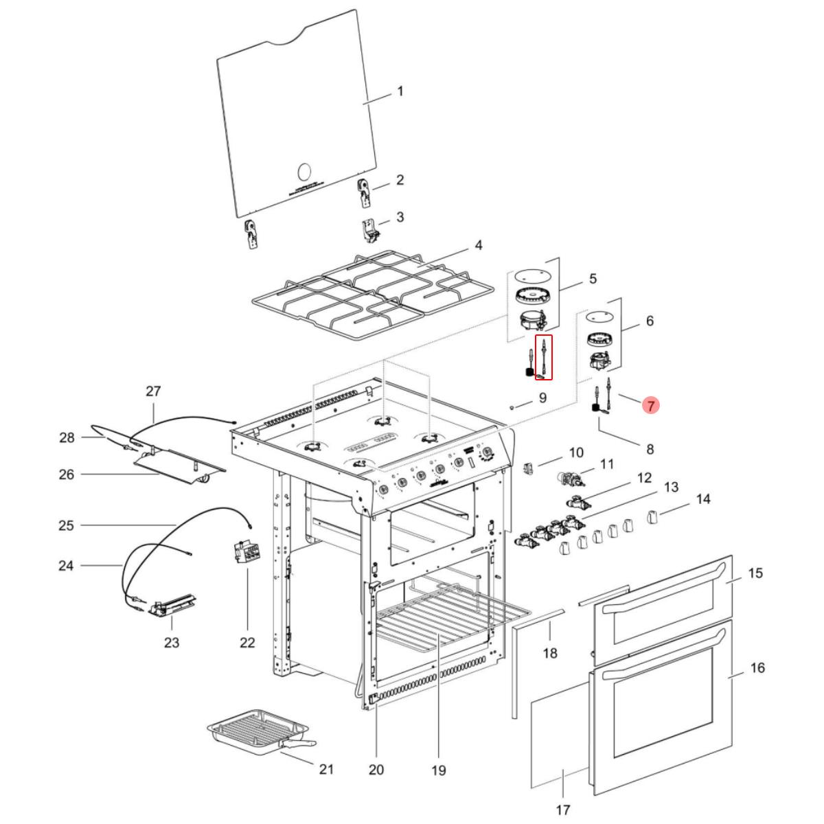 Thetford Spinflo Enigma Thermocouple 6.3x0.8mm Faston (Rear right
