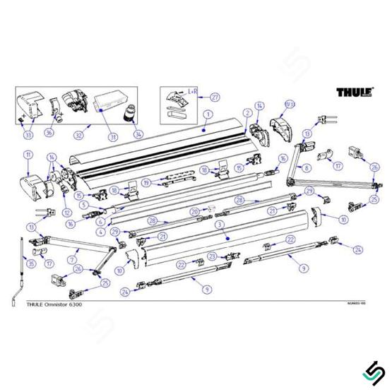 Thule Awnings  Central Clamp Support Arm 6300
