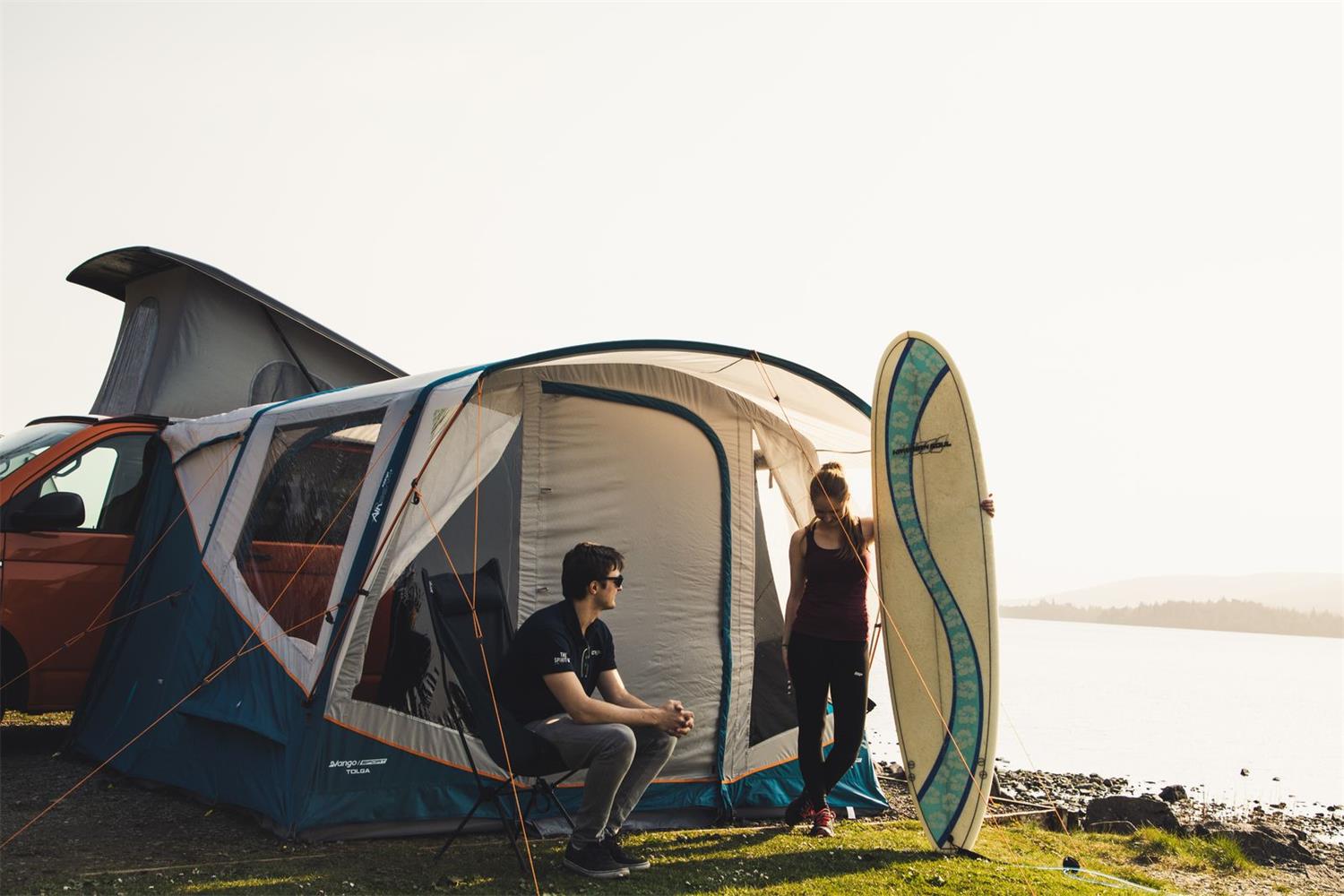 A prefect pitch set up with the Tolga driveaway awning from the Vango Sports Collection.