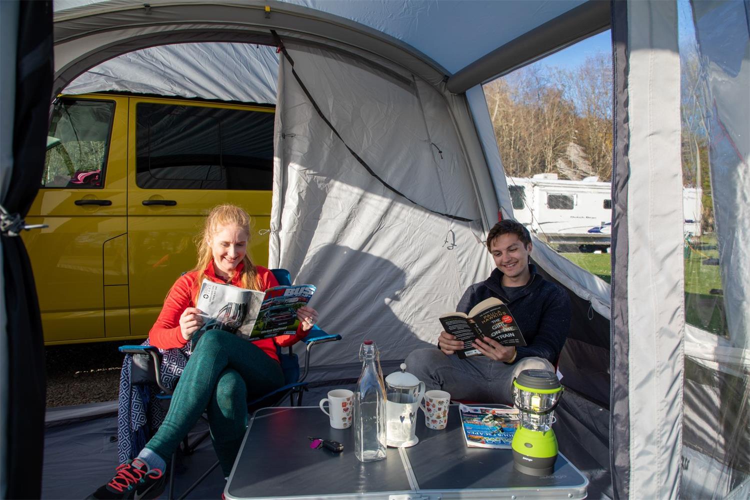 Relax and watch the hours go by in the Vango Tolga VW camper awning.