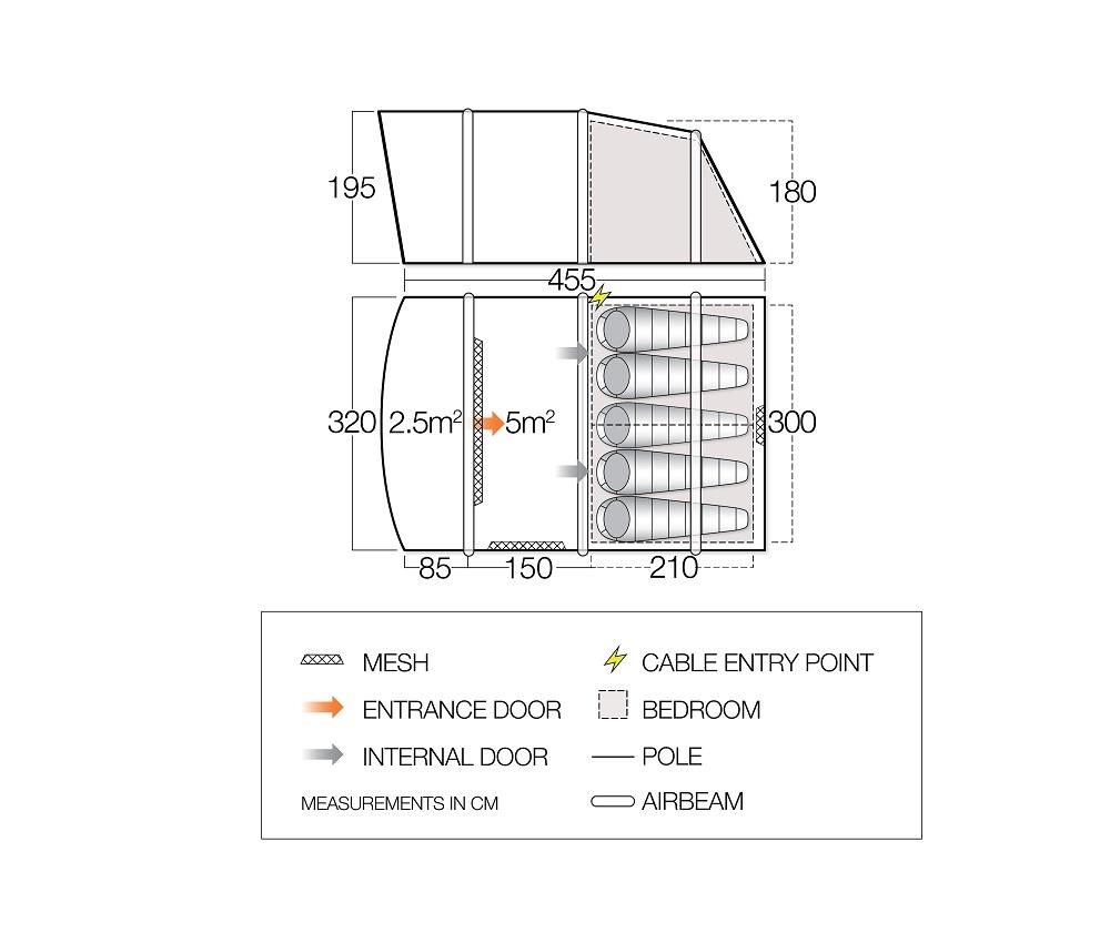 Vango Avington Flow Air 500 Tent Dimensions