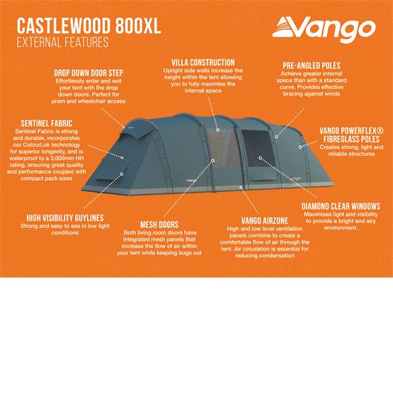 Vango Castlewood 800XL Poled Family Tent Package Vango Tents