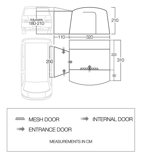 Vango Cove II Low Poled Driveaway Awning Floor Plan