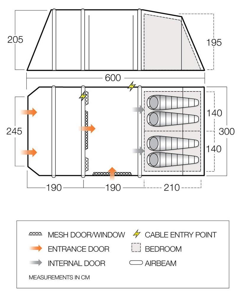 Vango Joro Air 450 Sentinel Eco Dura TentDimensions