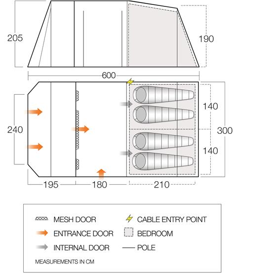 Vango Stargrove II 450 Poled Family Tent Dimensions
