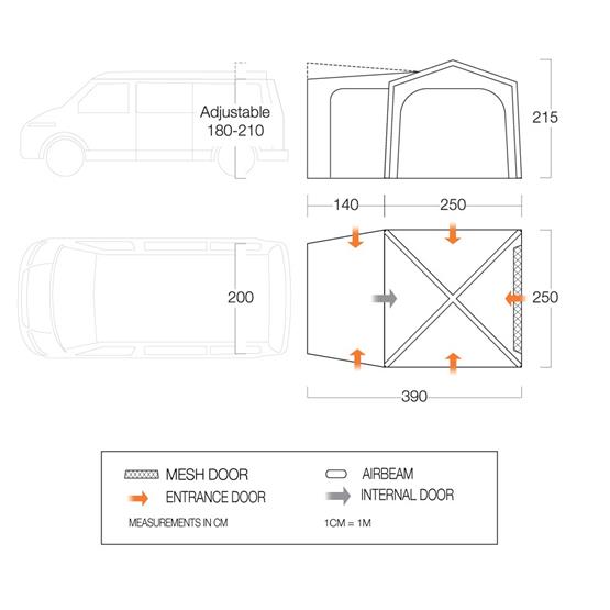 Vango Tailgate AirHub Dimensions