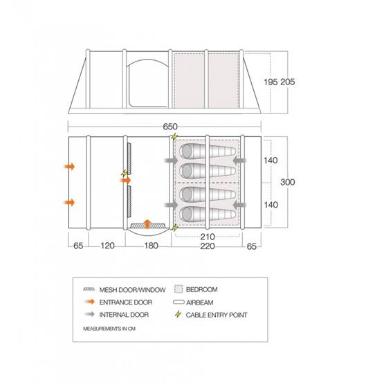 Vango Valencia II Air 450 Dimensions