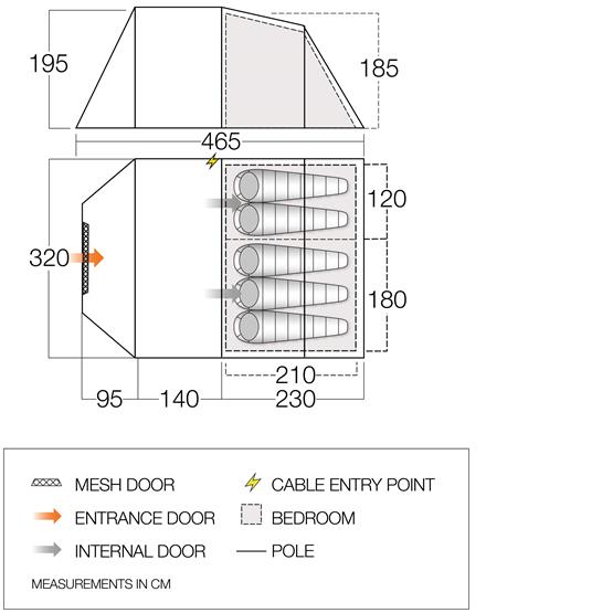 Vango Winslow II 500 Dimensions