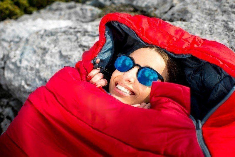 woman in sleeping bag