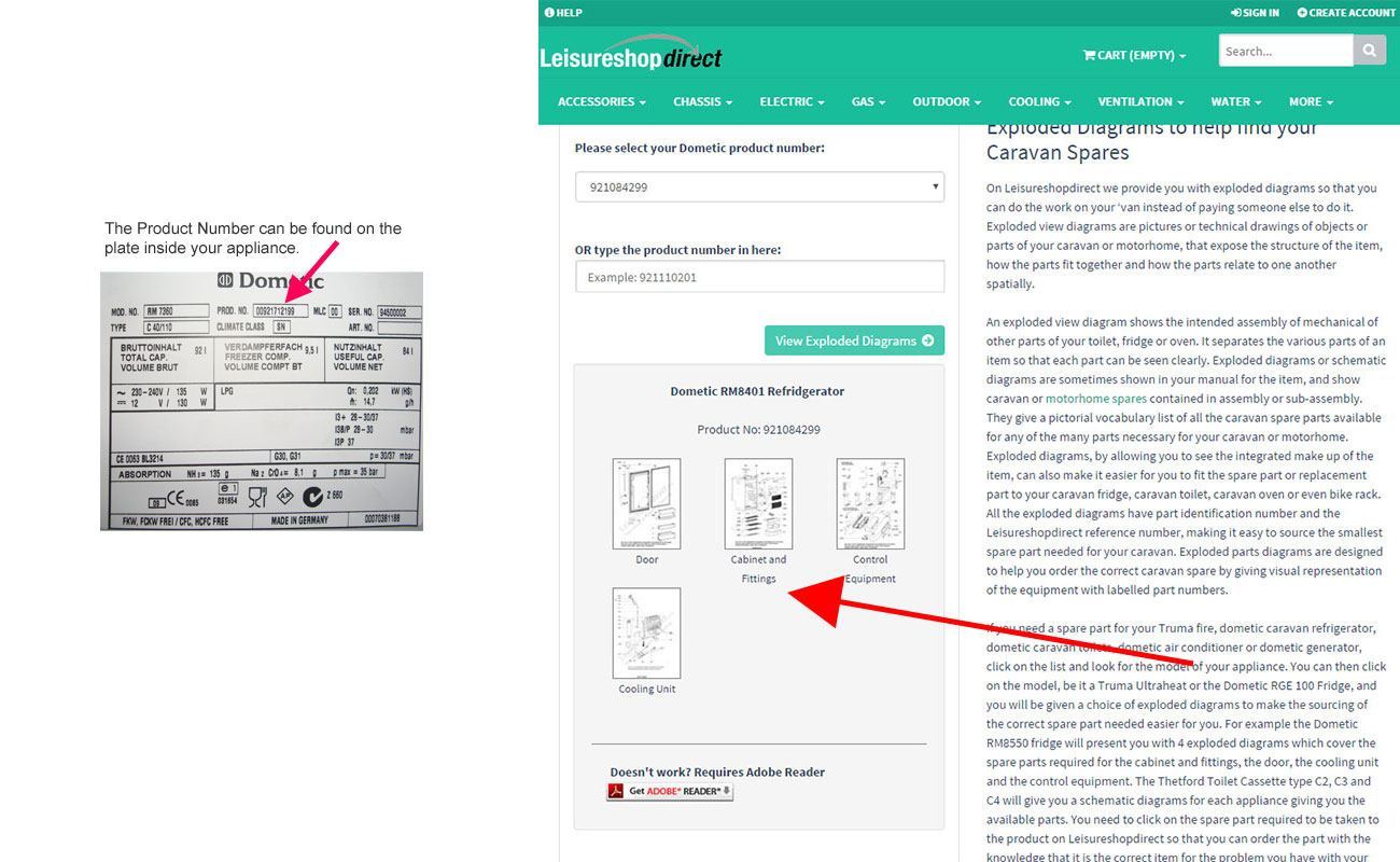 Finding your Dometic product number