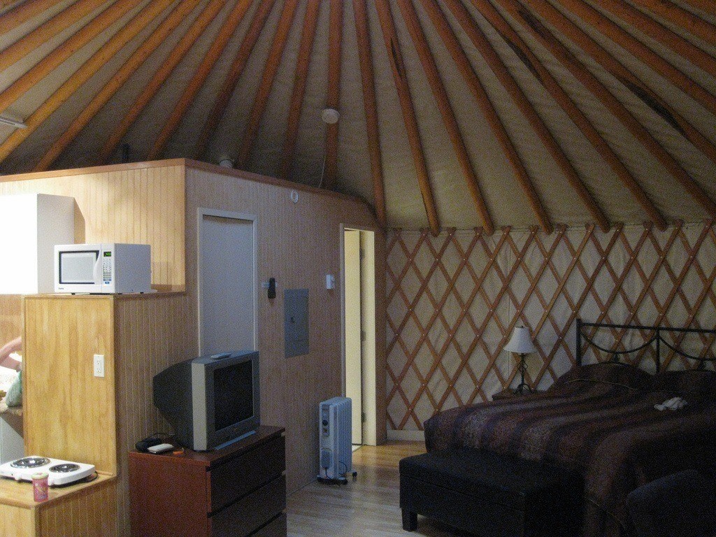 Inside a luxurious yurt