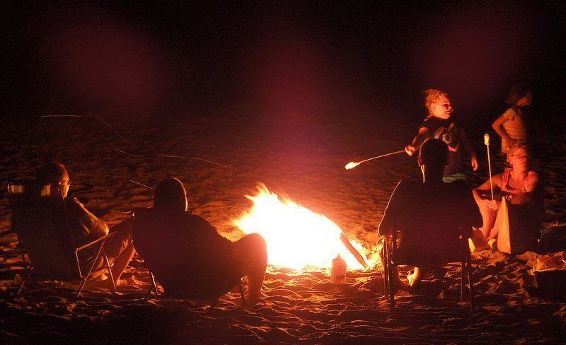 Family games around the campfire