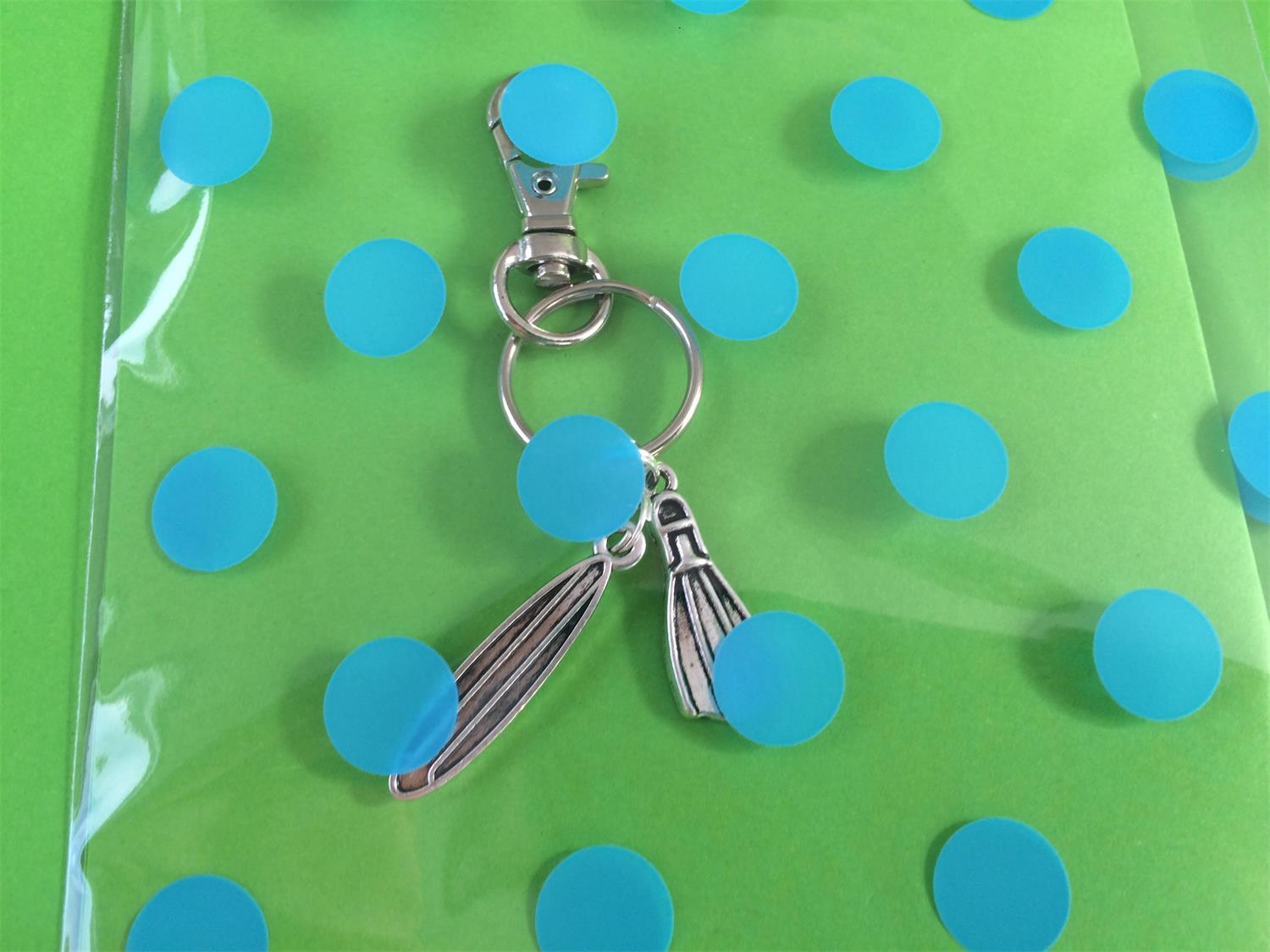 Surfboard and fin (flipper) keyring great christmas/ birthday gift