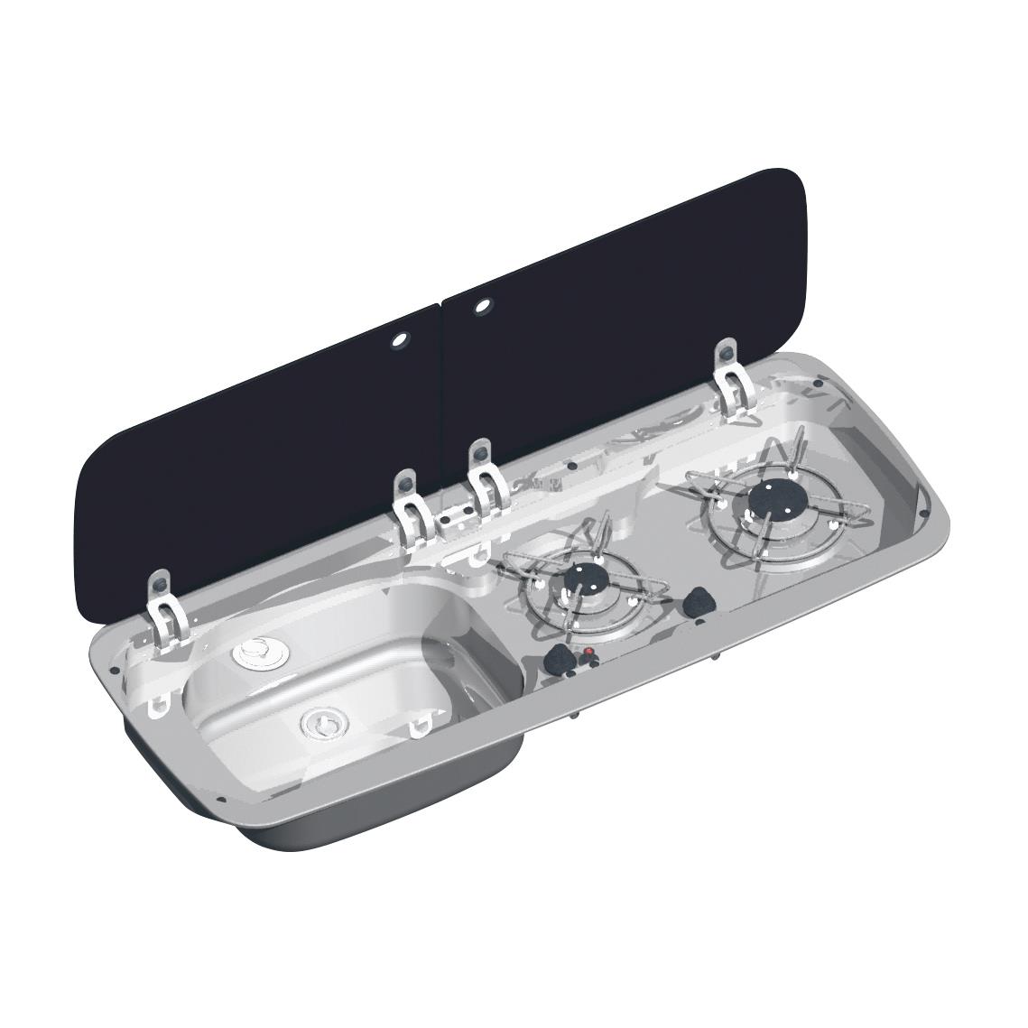 Dometic Smev MO9222L Narrow Combination 2Burner Caravan Hob/Sink (Left