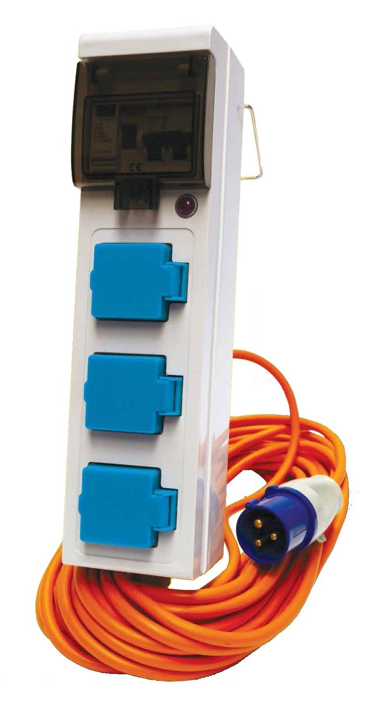Triple Mobile Mains Unit (V762) Caravan and Camping Electric Hookup
