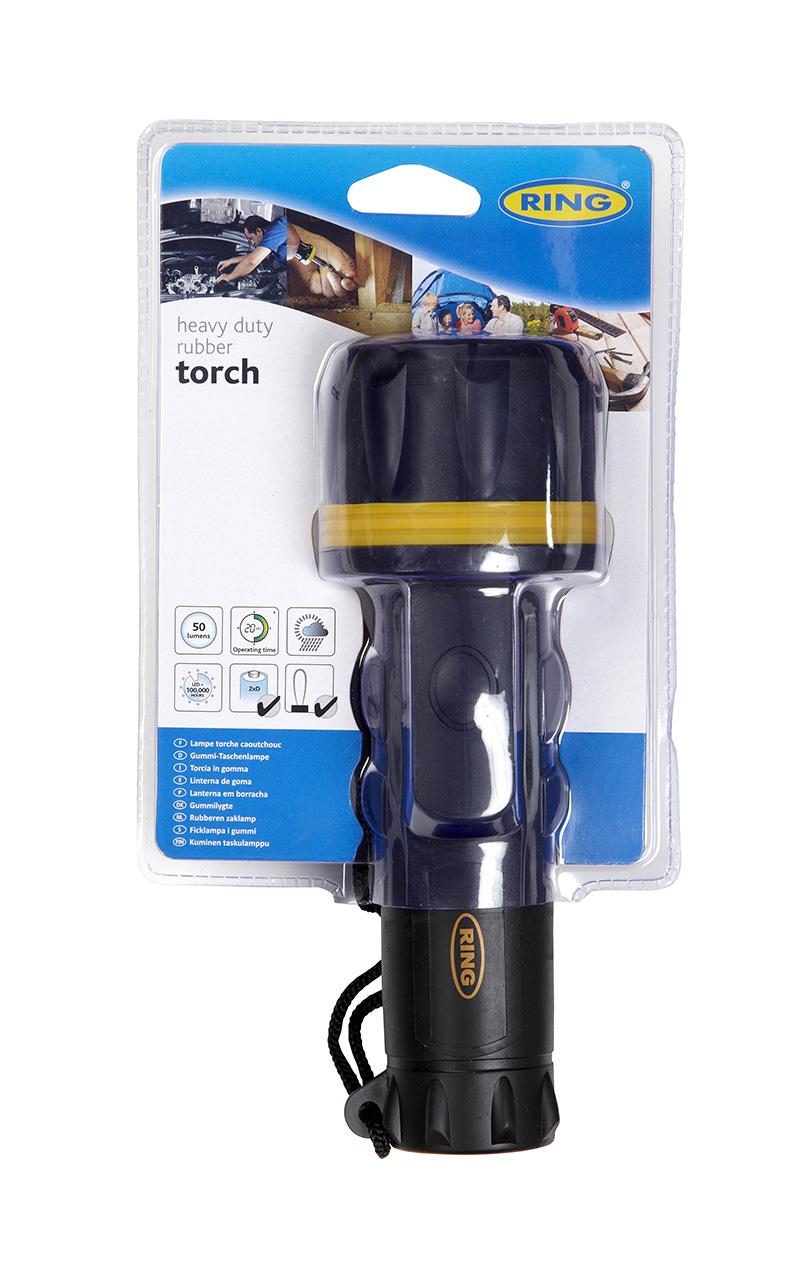Large Heavy Duty Rubber LED Torch Torches and Battery Lanterns