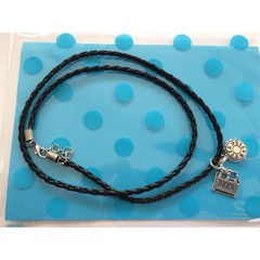 Leather necklace 46cm with beer bottles and beer cap charms great christmas/ birthday gift