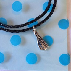 Fin charm on leather necklace Flipper great christmas/ birthday present