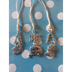 Caravan Christmas decorations with christmas trees, snowflakes, stocking and dove charms