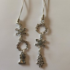 Christmas tree decorations x 2 with snowflakes, wreaths, christmas tree and stocking charms lovely christmas gift