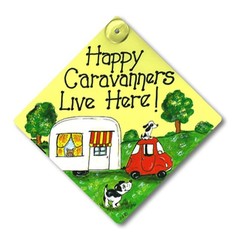 Happy Caravanners live here! Smiley signs window sign