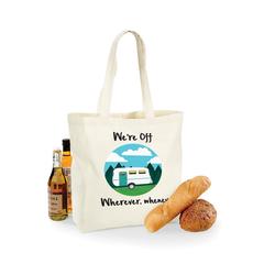 caravan holiday DESIGN MAXI SHOPPING BAG- WE^^^RE OFF, WHEREVER WHENEVER!- RETRO Caravan! FAB GIFT