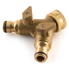 Dual Garden Hose Tap Connector - 3/4" Brass