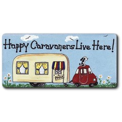Happy Caravanners Live here! magnet by smiley signs