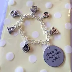 ^^^Home is where you park it^^^ bracelet with dog charms- I love dogs, top dog bowl and kennel
